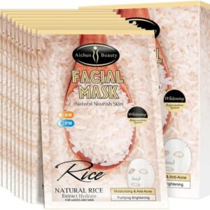 Pack Of 10 Aichun Beauty Natural Rice Extract Hydrate Facial Mask